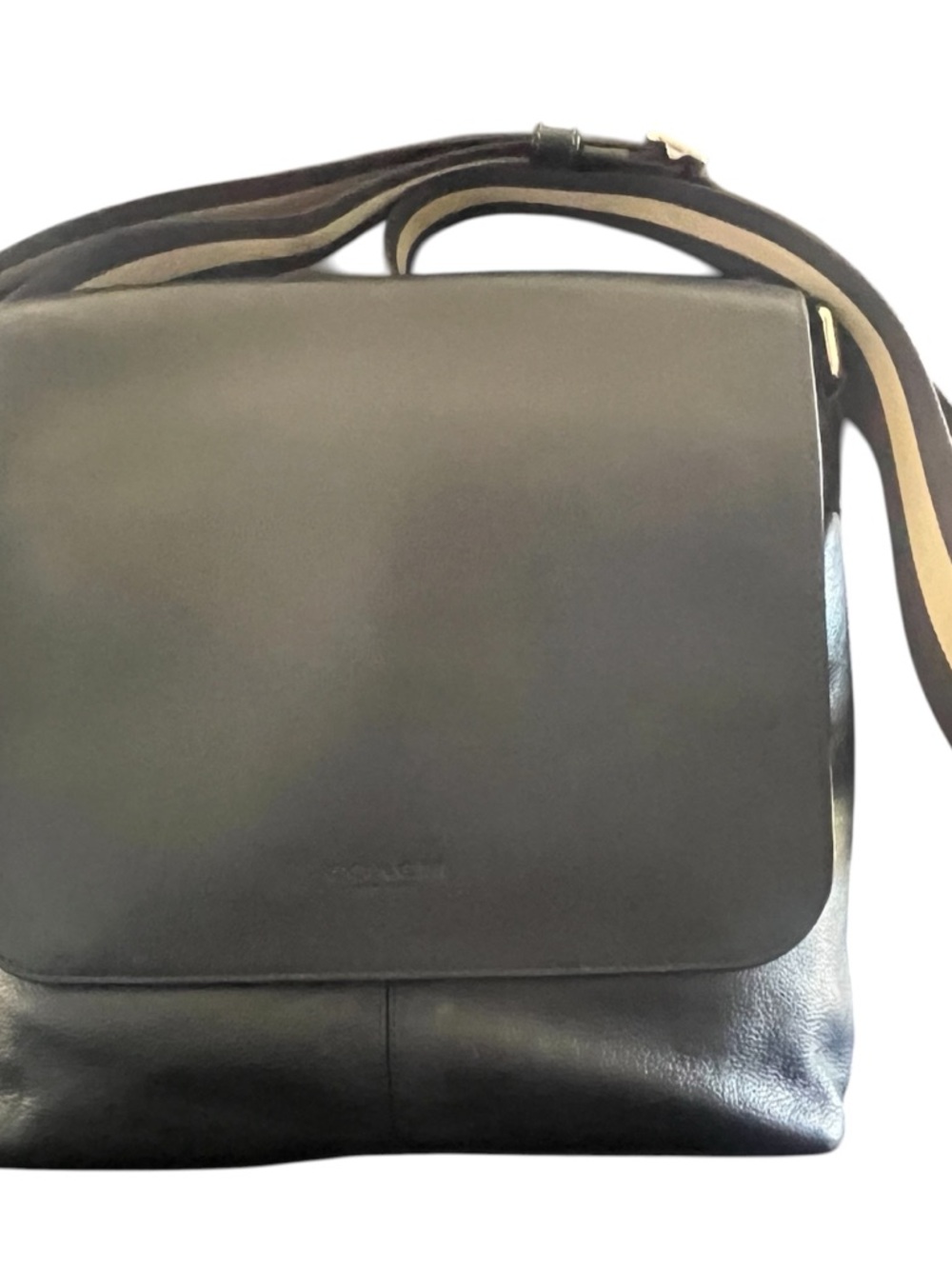 Coach Unisex Black Leather Messenger Bag